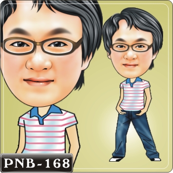 卡通人像 條紋衫男生Q版畫 PNB-168